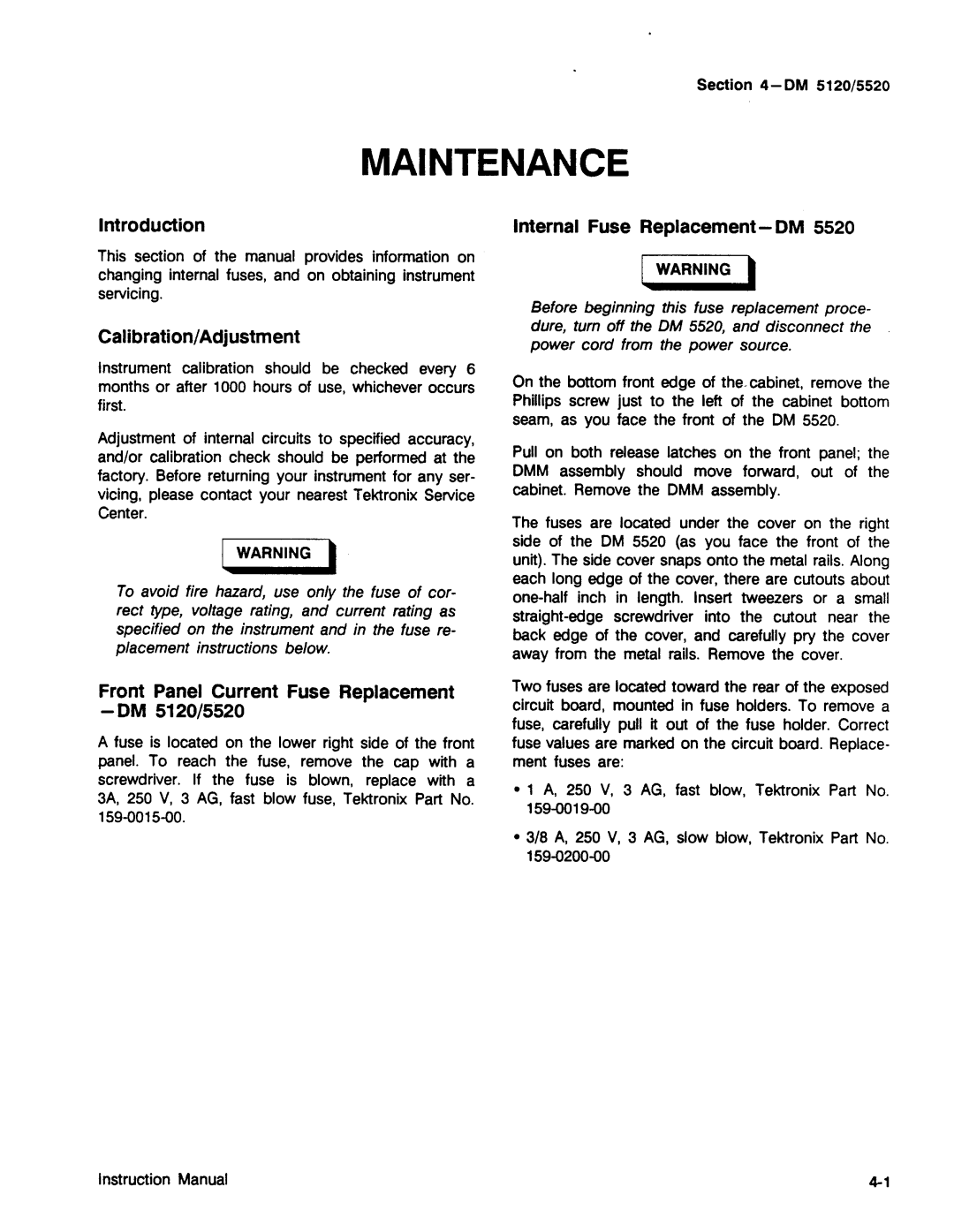 Tektronix DM 5120, DM 5520 manual 