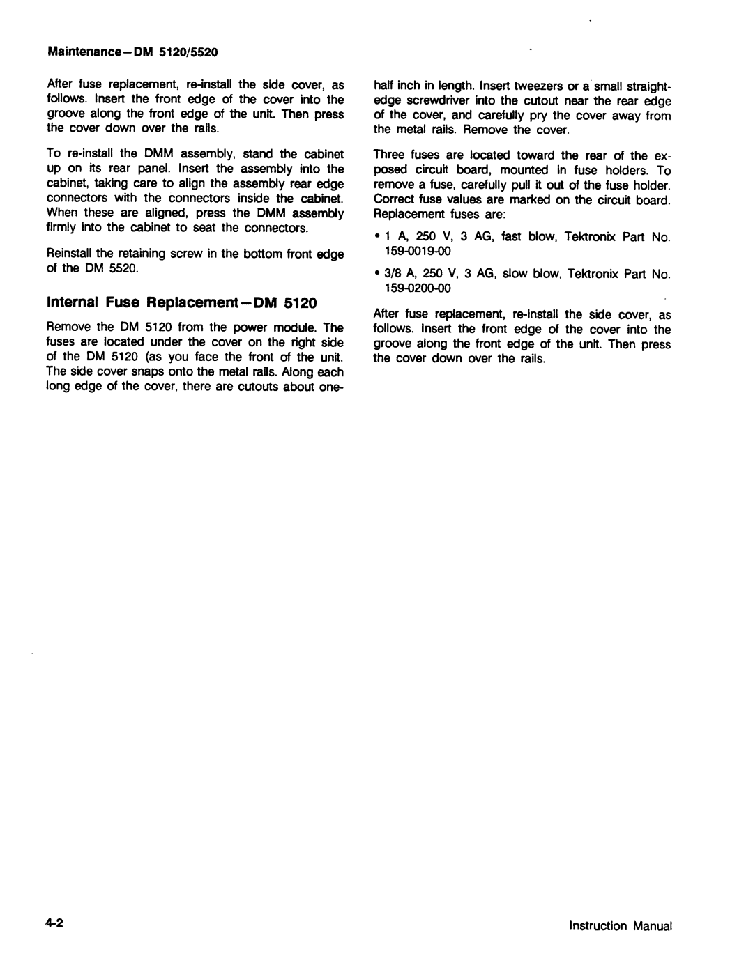 Tektronix DM 5520, DM 5120 manual 