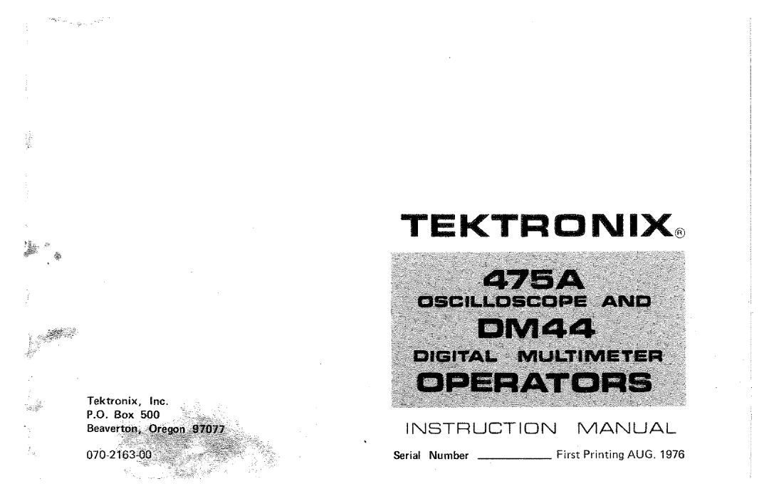 Tektronix 475A, DM44 manual 