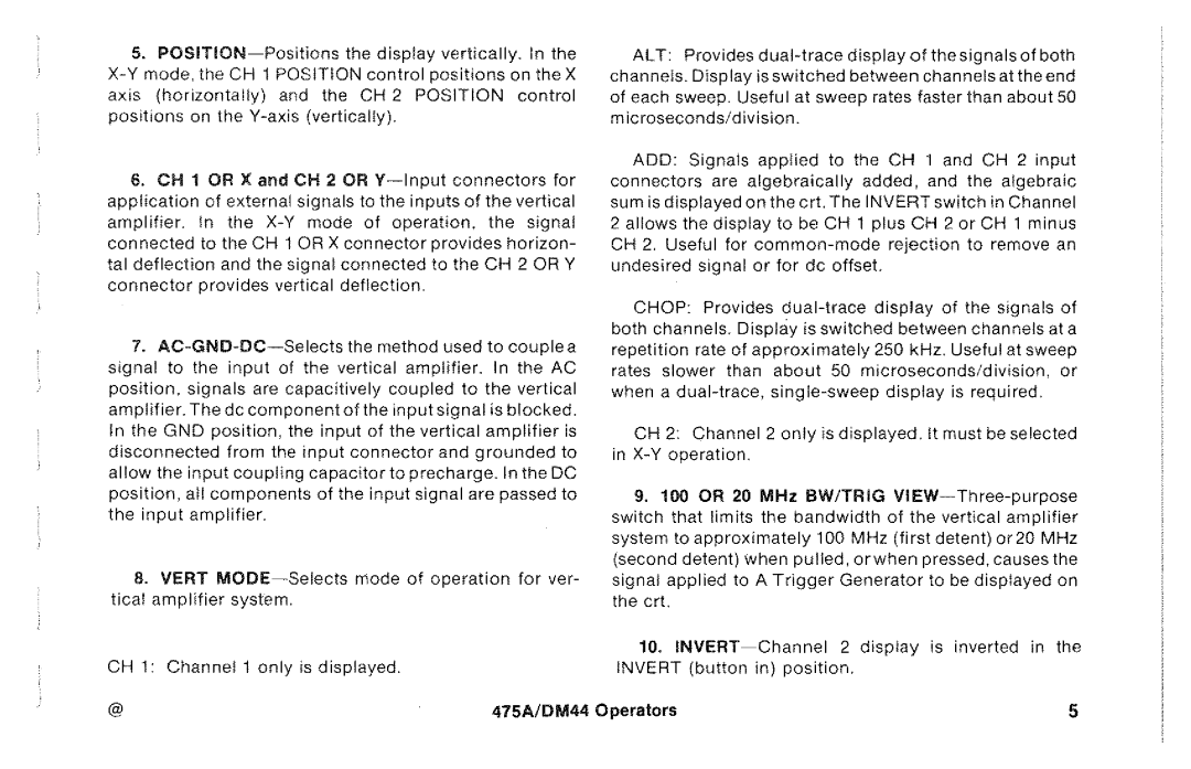 Tektronix 475A, DM44 manual 