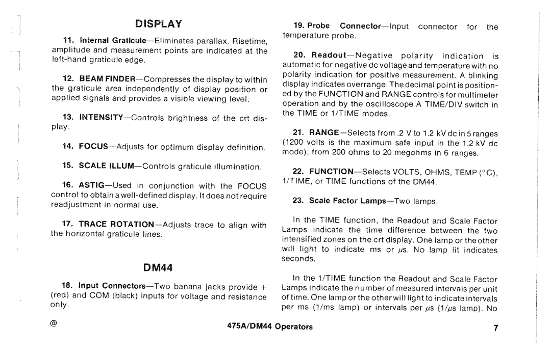 Tektronix 475A, DM44 manual 