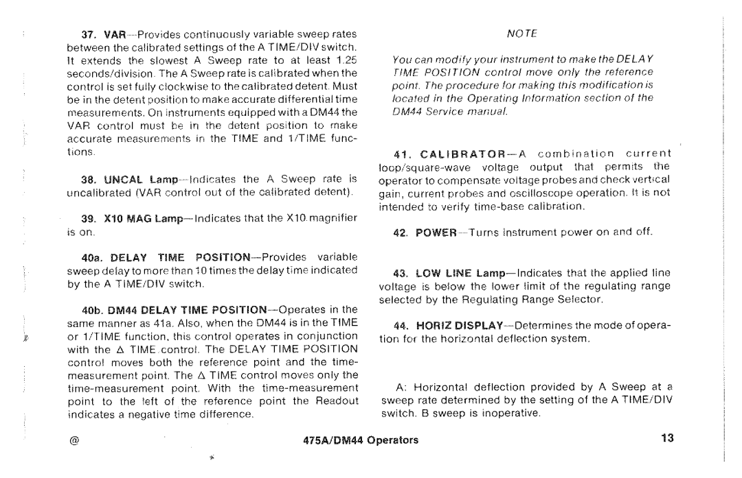 Tektronix 475A, DM44 manual 