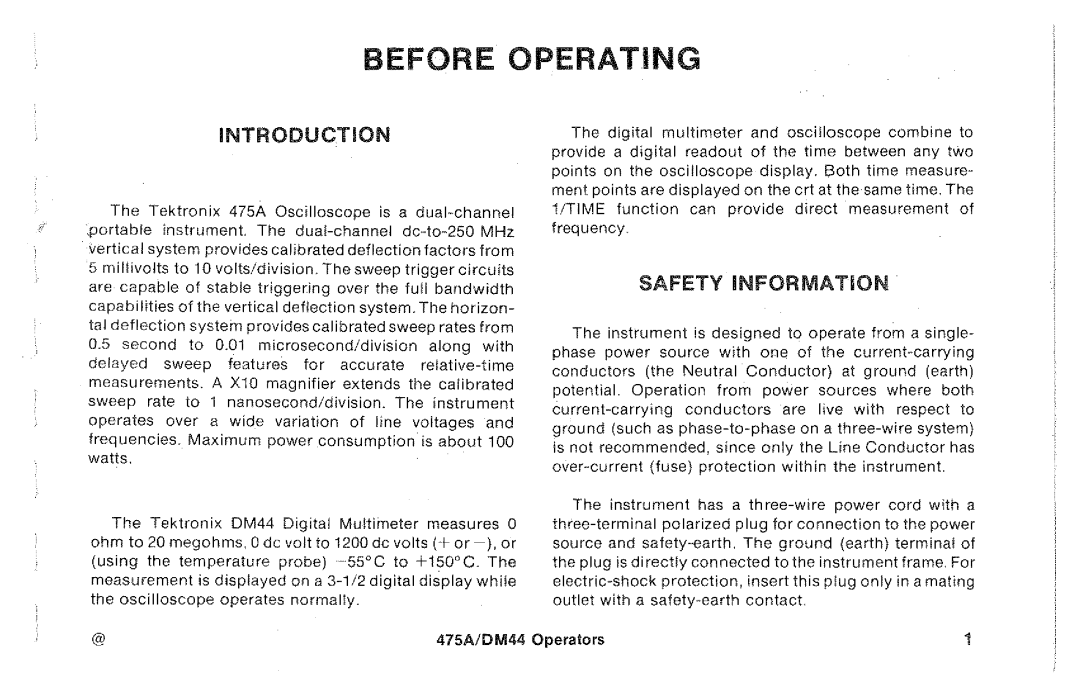 Tektronix 475A, DM44 manual 