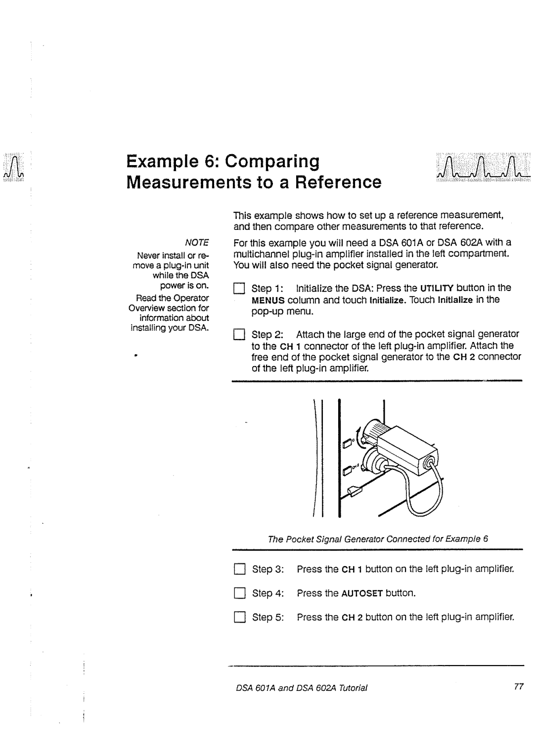 Tektronix DSA 60A, DSA 602A manual 