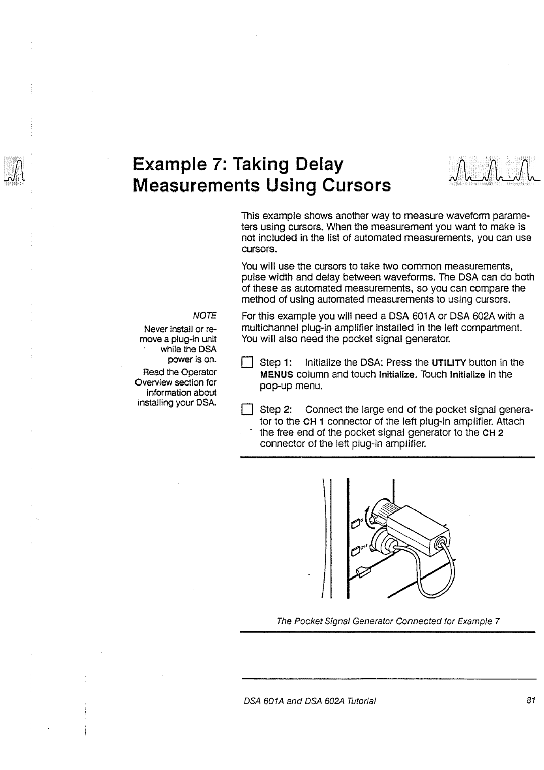 Tektronix DSA 60A, DSA 602A manual 