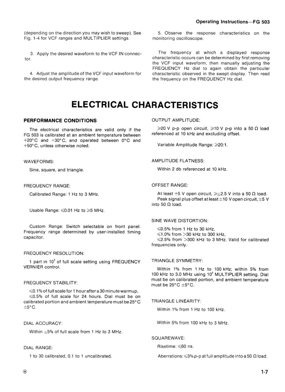 Tektronix FG 503 manual 