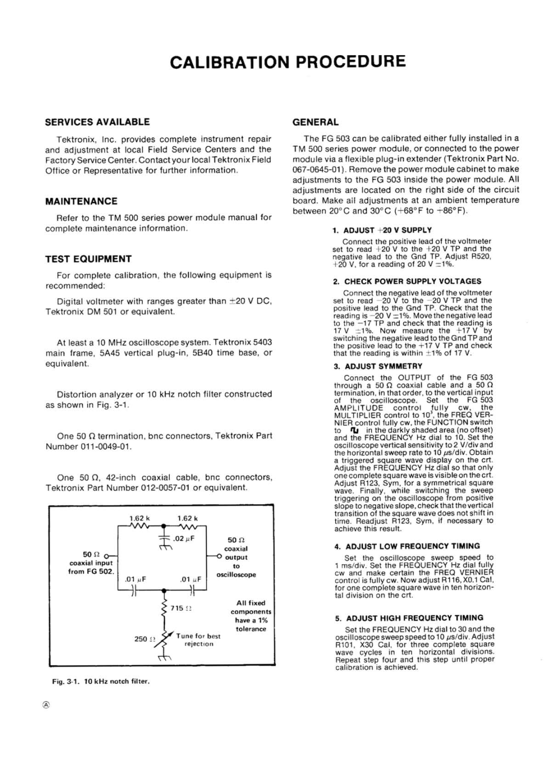 Tektronix FG 503 manual 