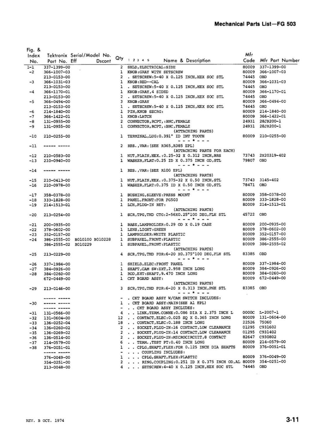 Tektronix FG 503 manual 