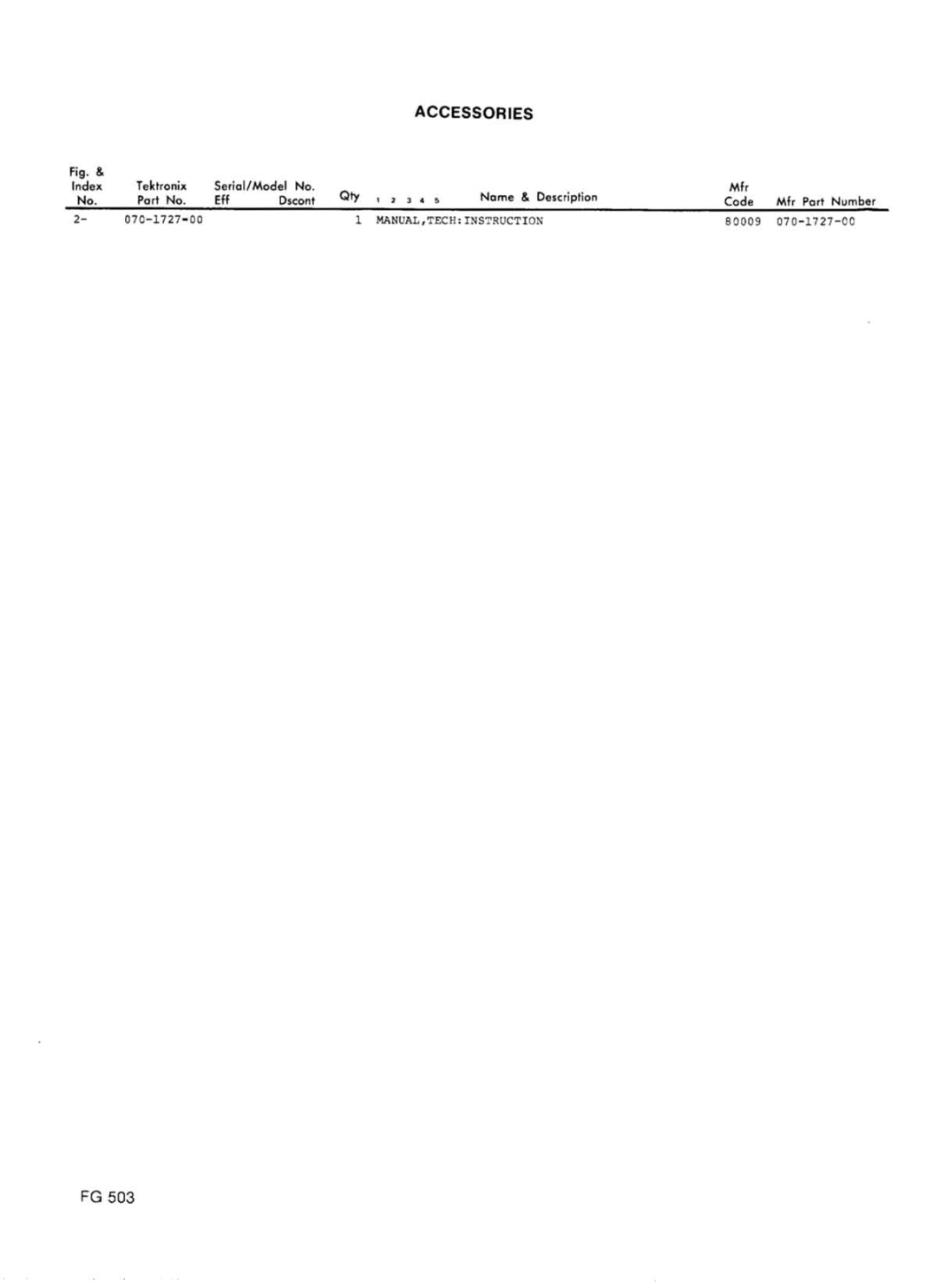 Tektronix FG 503 manual 