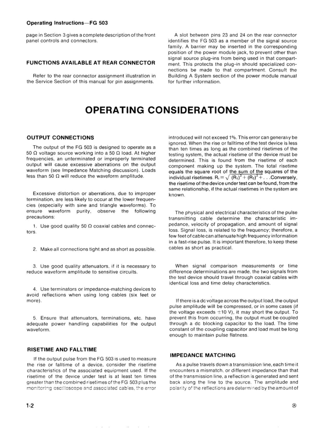 Tektronix FG 503 manual 