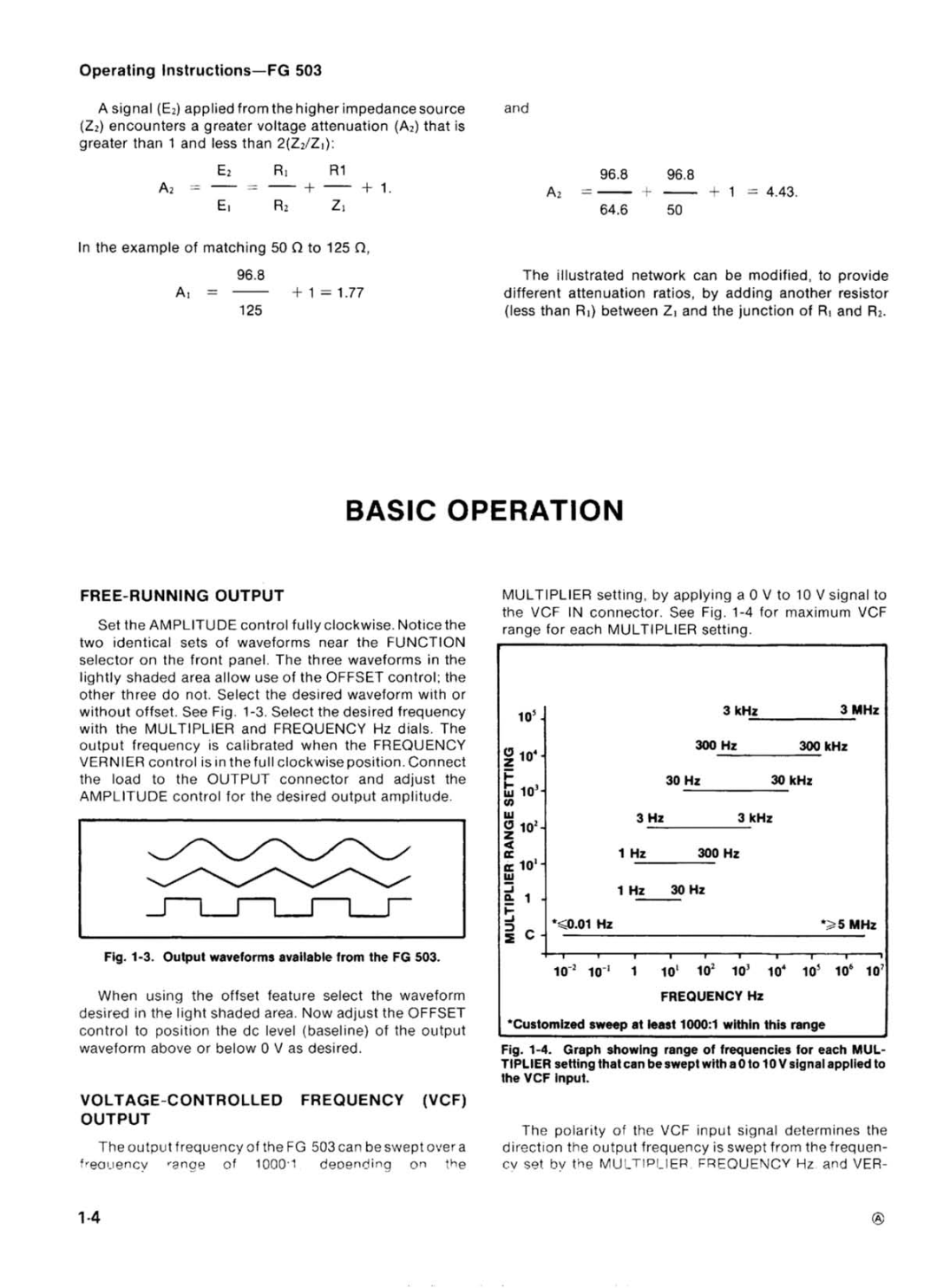 Tektronix FG 503 manual 