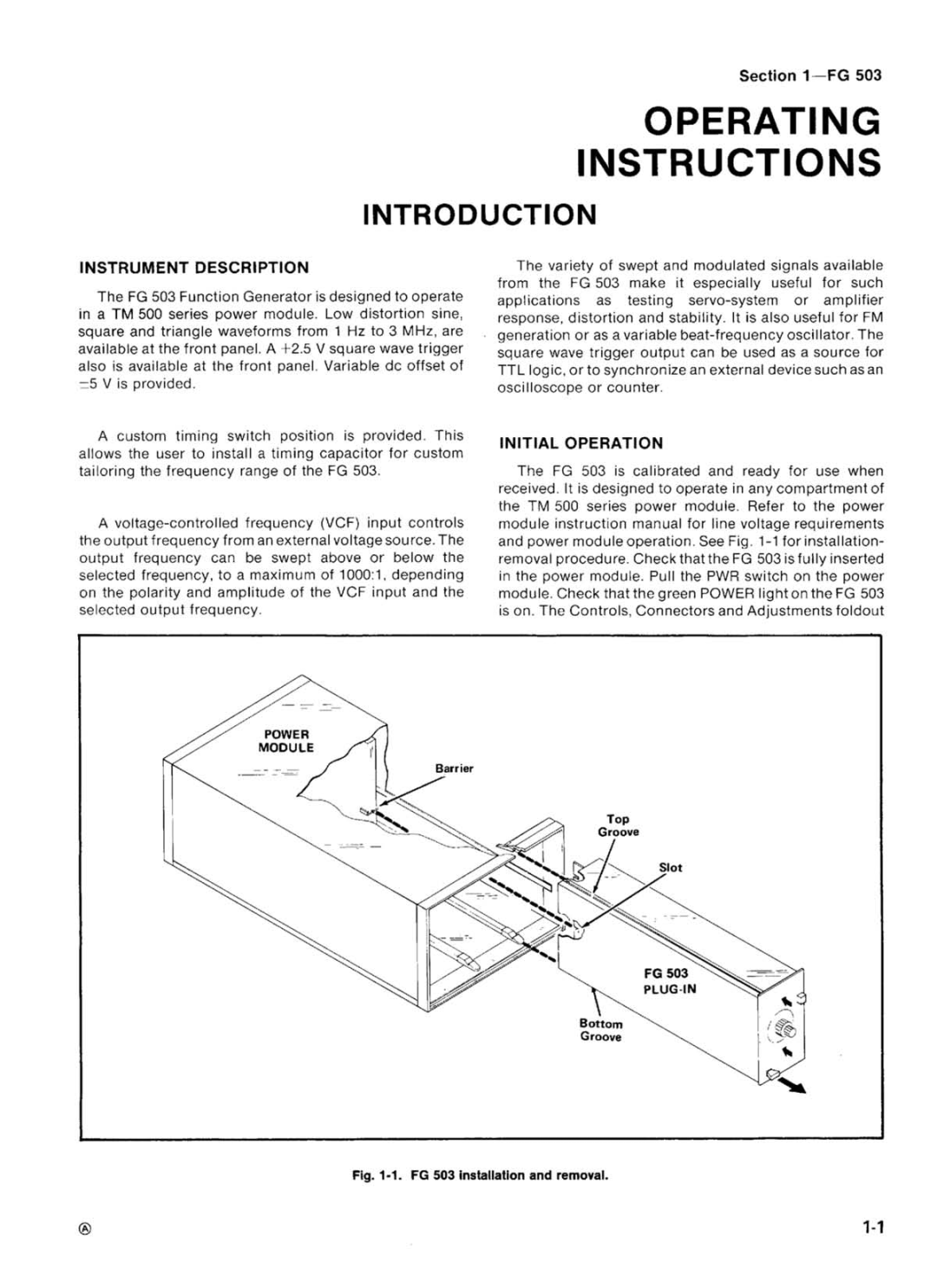 Tektronix FG 503 manual 