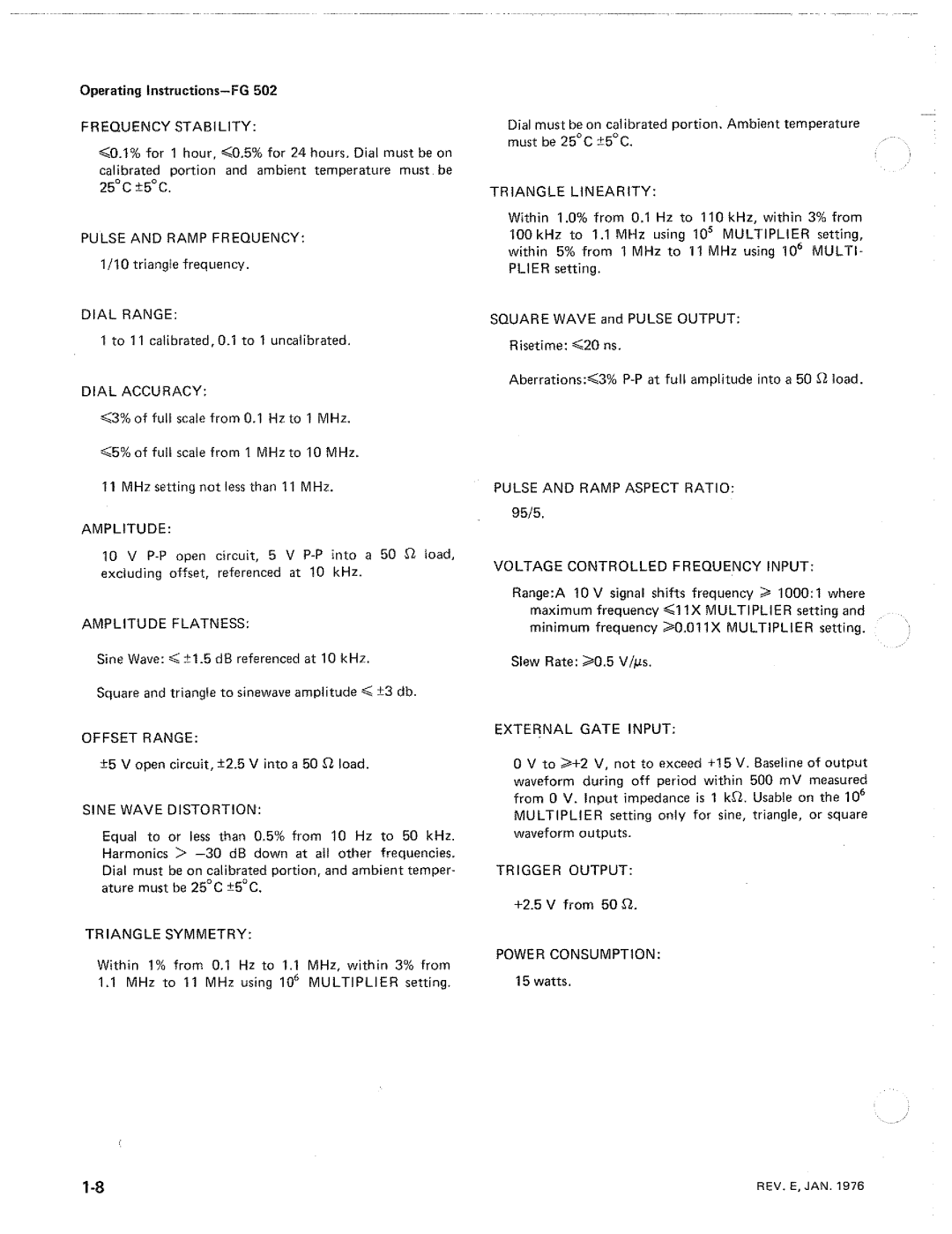 Tektronix FG502 manual 