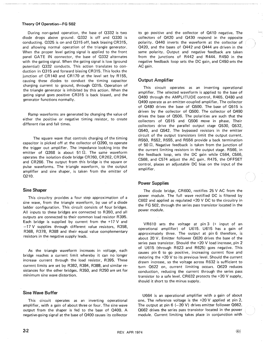 Tektronix FG502 manual 