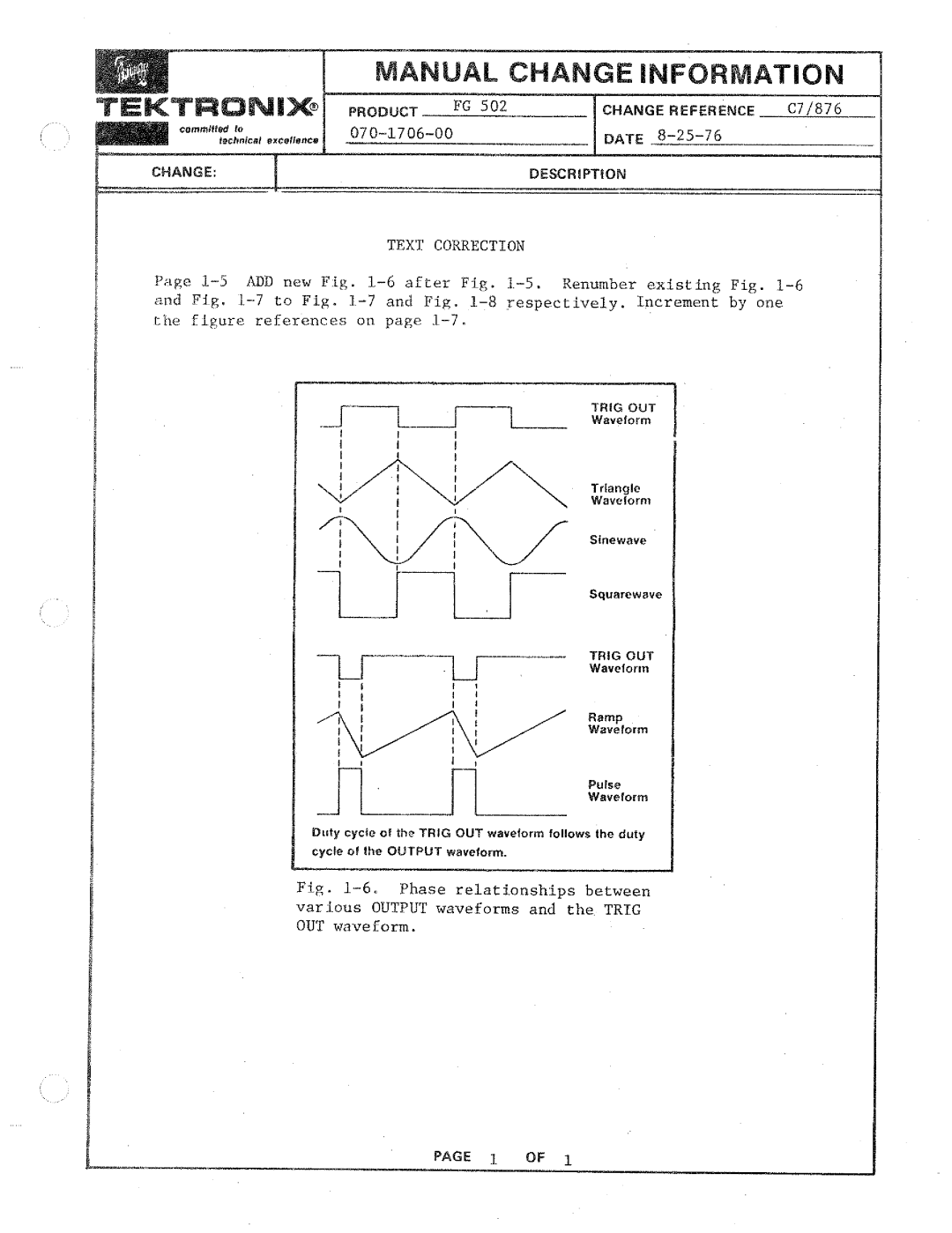 Tektronix FG502 manual 