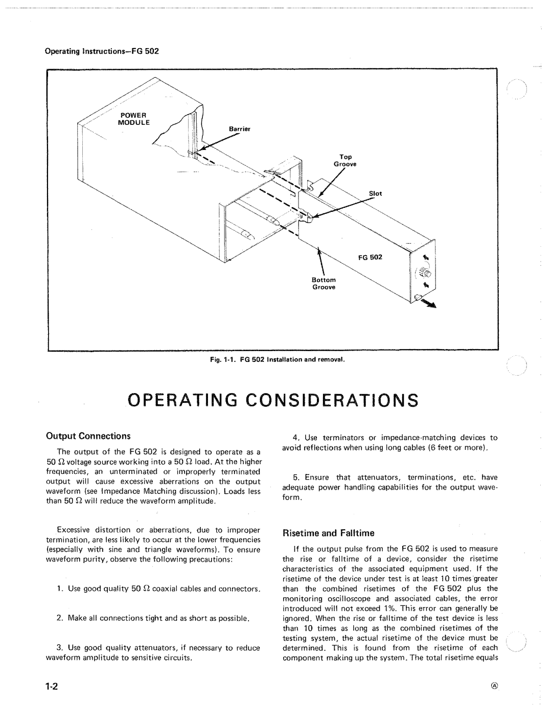 Tektronix FG502 manual 