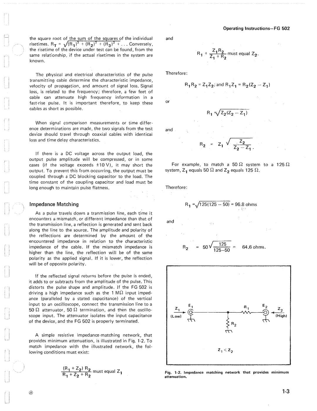 Tektronix FG502 manual 