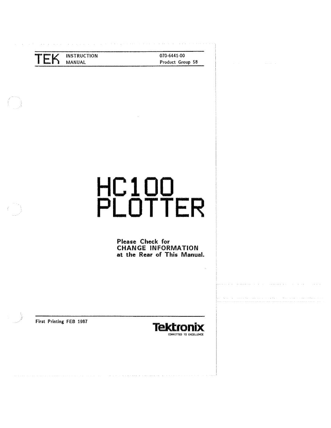 Tektronix HC100 manual 