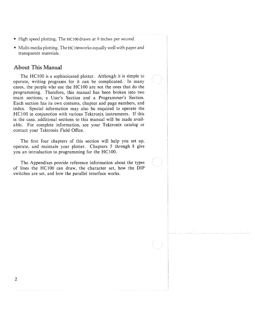 Tektronix HC100 manual 