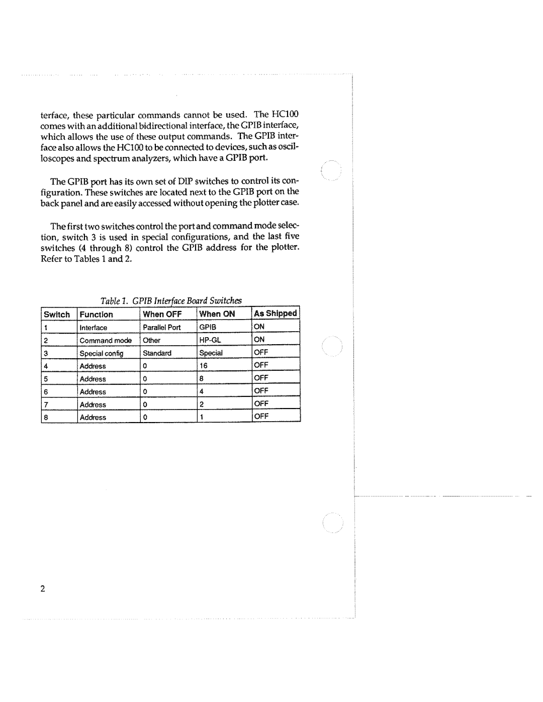 Tektronix HC100 manual 