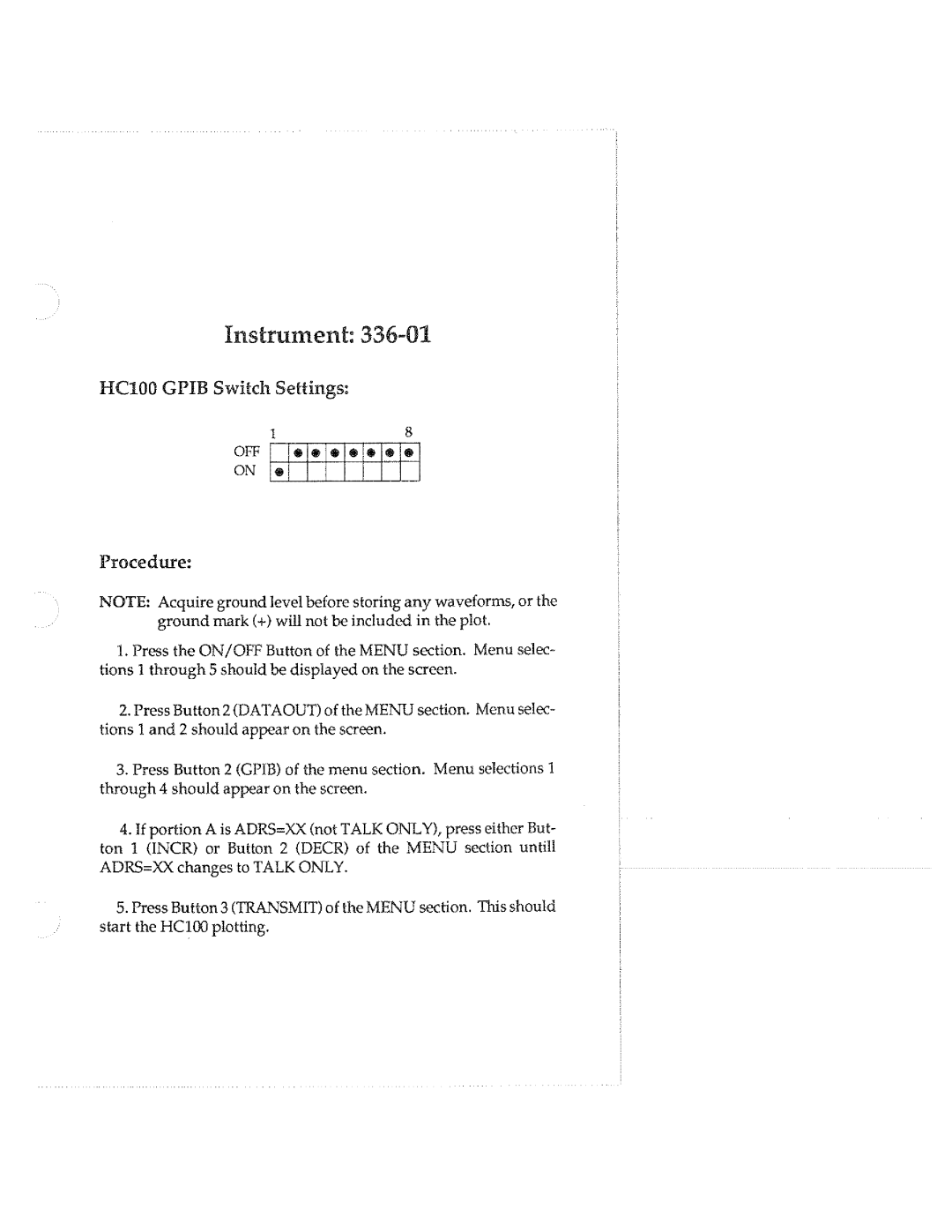 Tektronix HC100 manual 