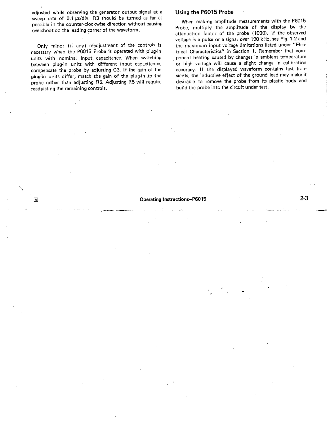 Tektronix P6015 manual 