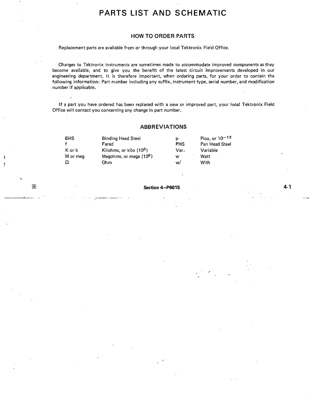 Tektronix P6015 manual 