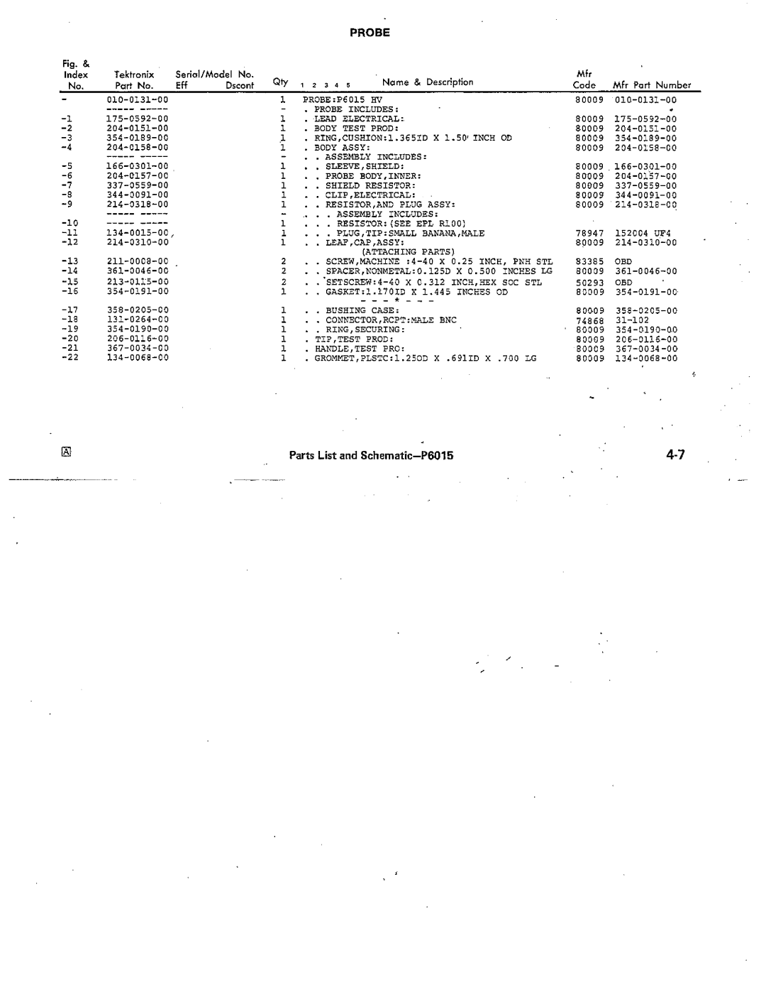 Tektronix P6015 manual 