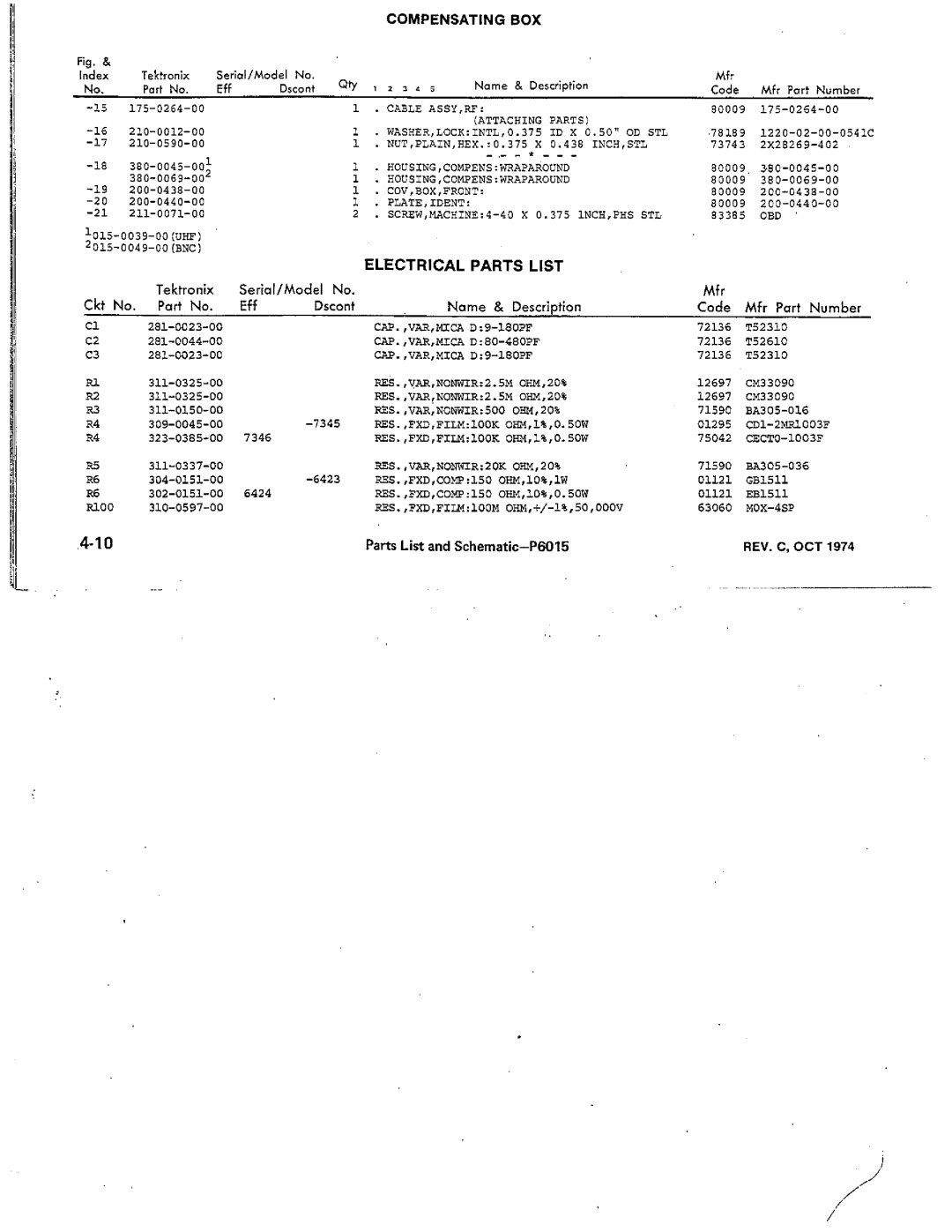 Tektronix P6015 manual 