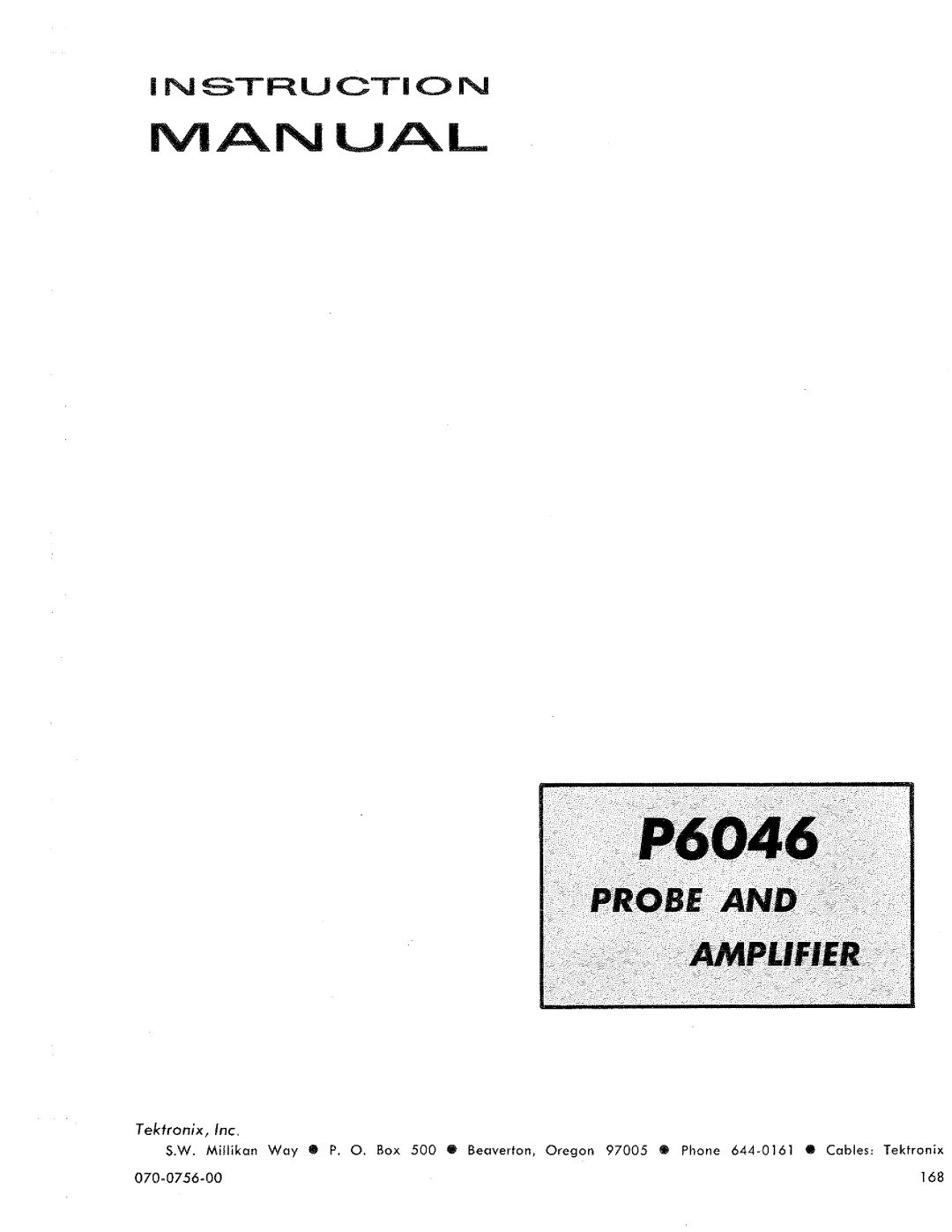 Tektronix P6046 manual 