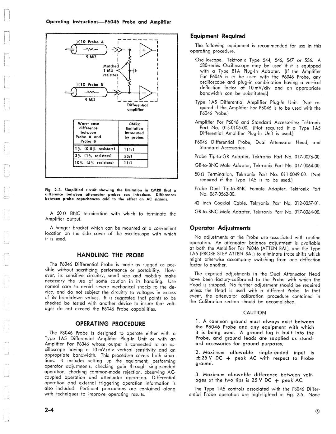 Tektronix P6046 manual 