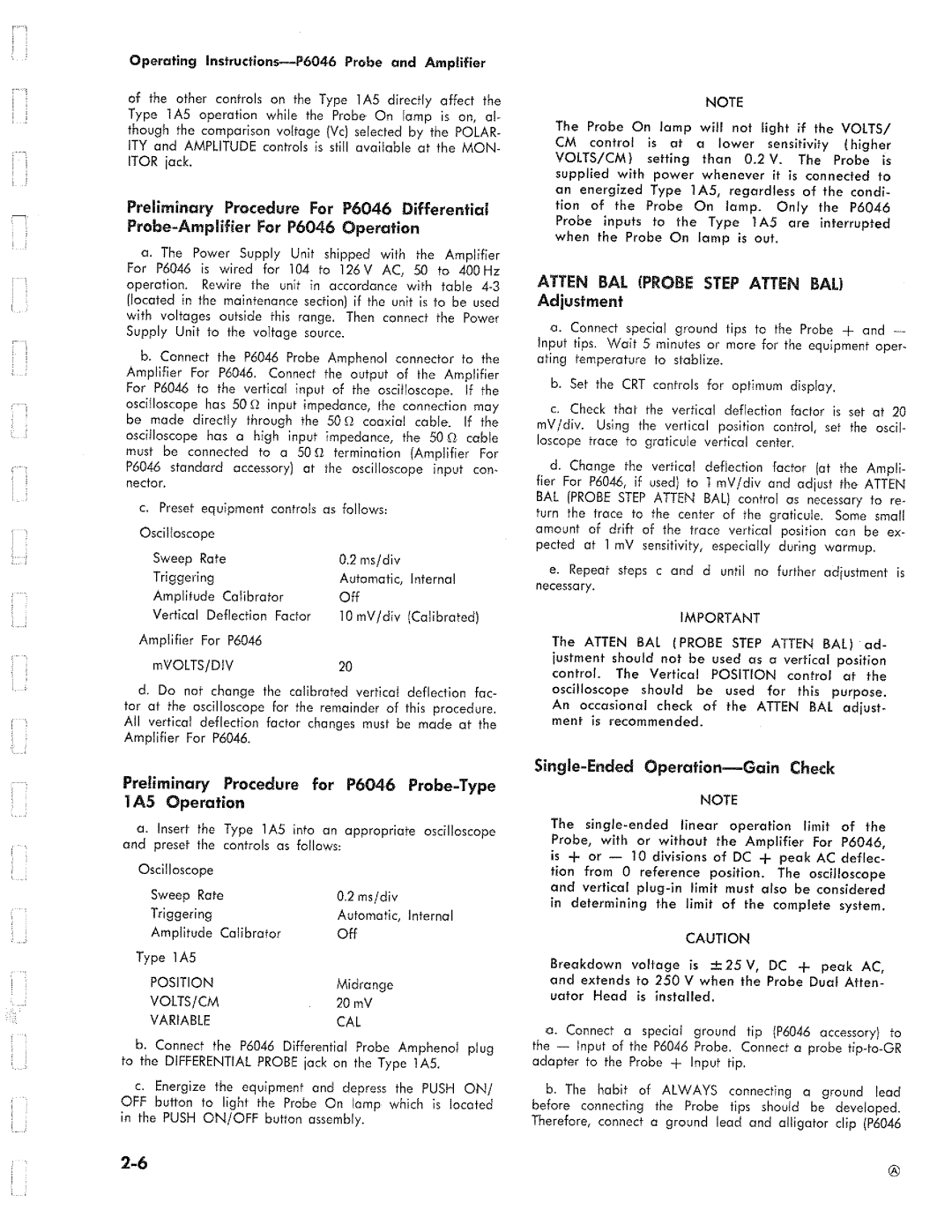 Tektronix P6046 manual 