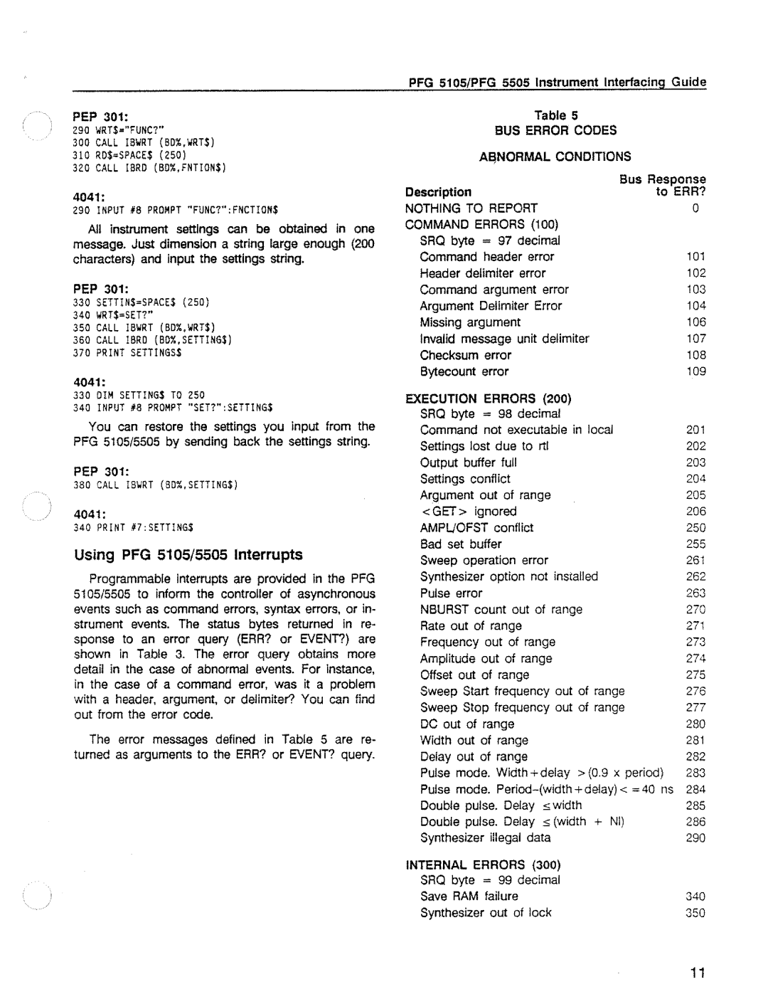 Tektronix 5505, PFG 5105 manual 