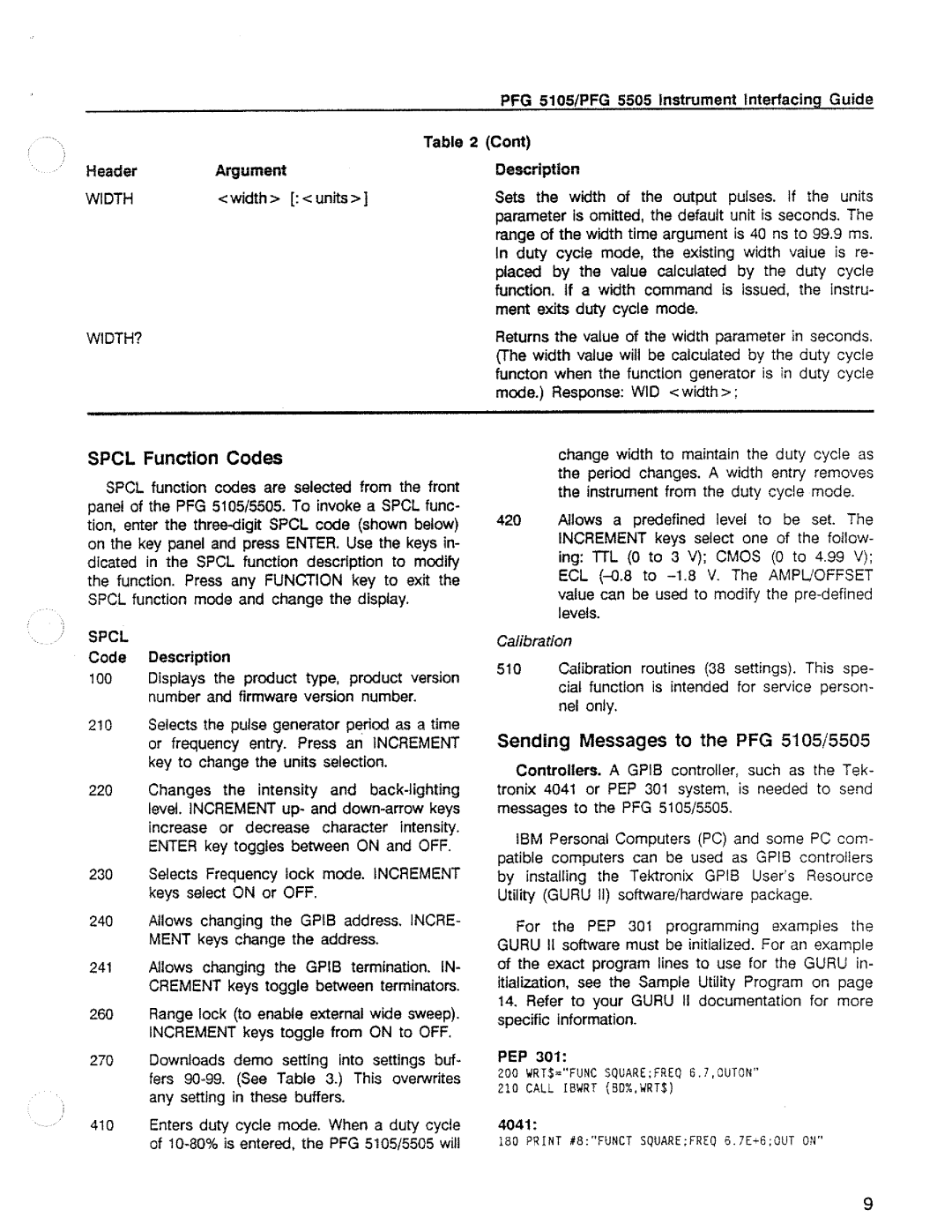 Tektronix 5505, PFG 5105 manual 