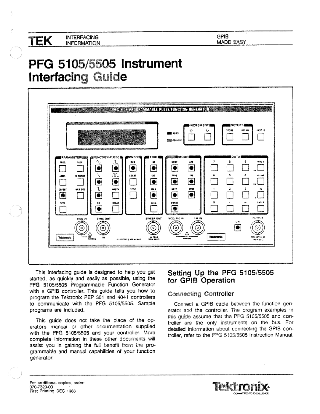 Tektronix 5505, PFG 5105 manual 