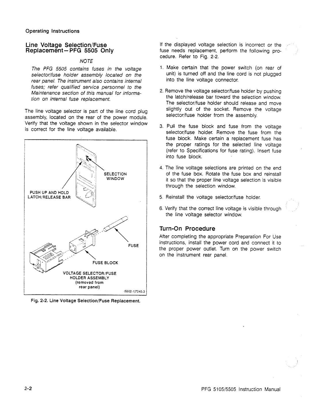 Tektronix PFG 5505, PFG 5105 manual 