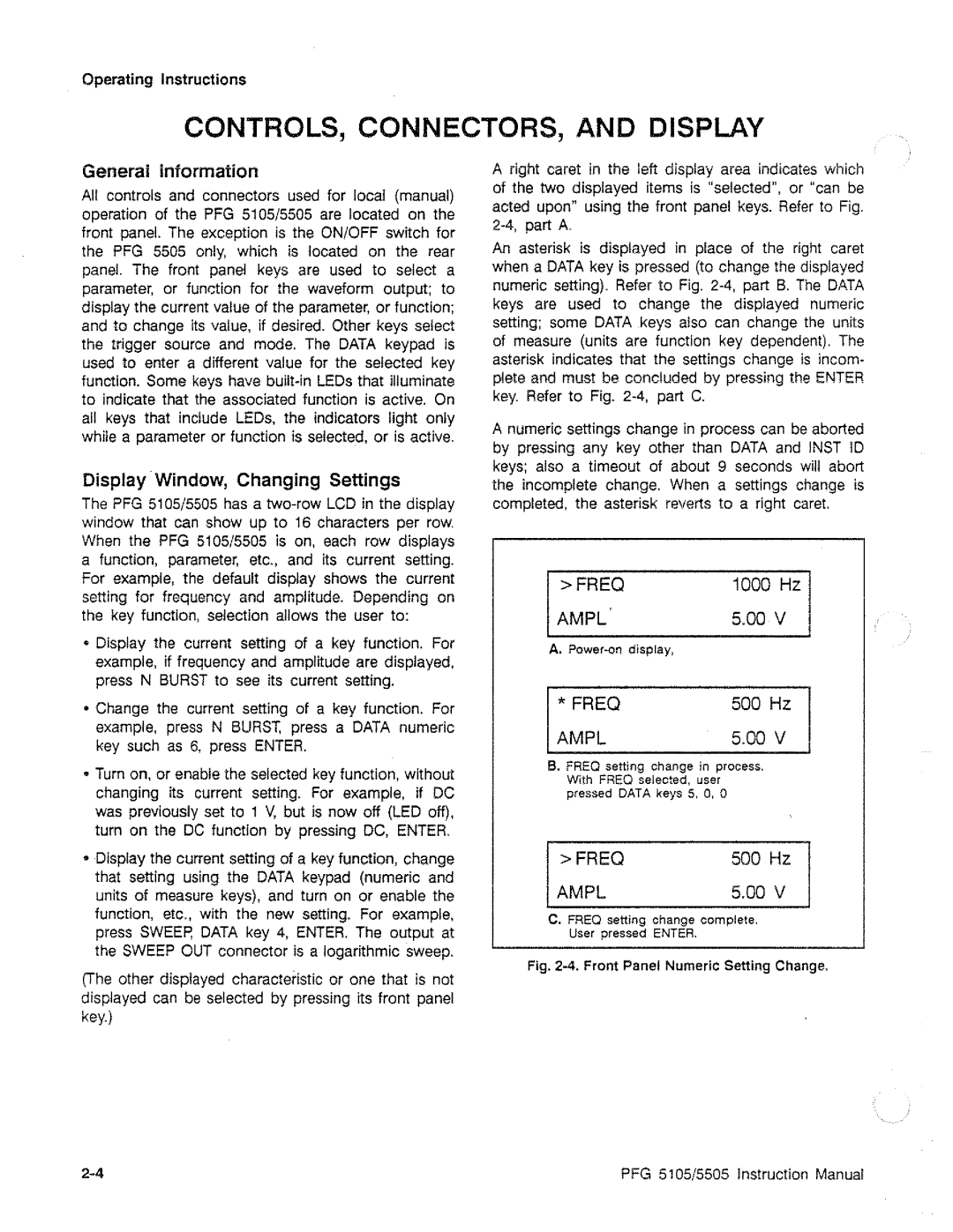 Tektronix PFG 5505, PFG 5105 manual 