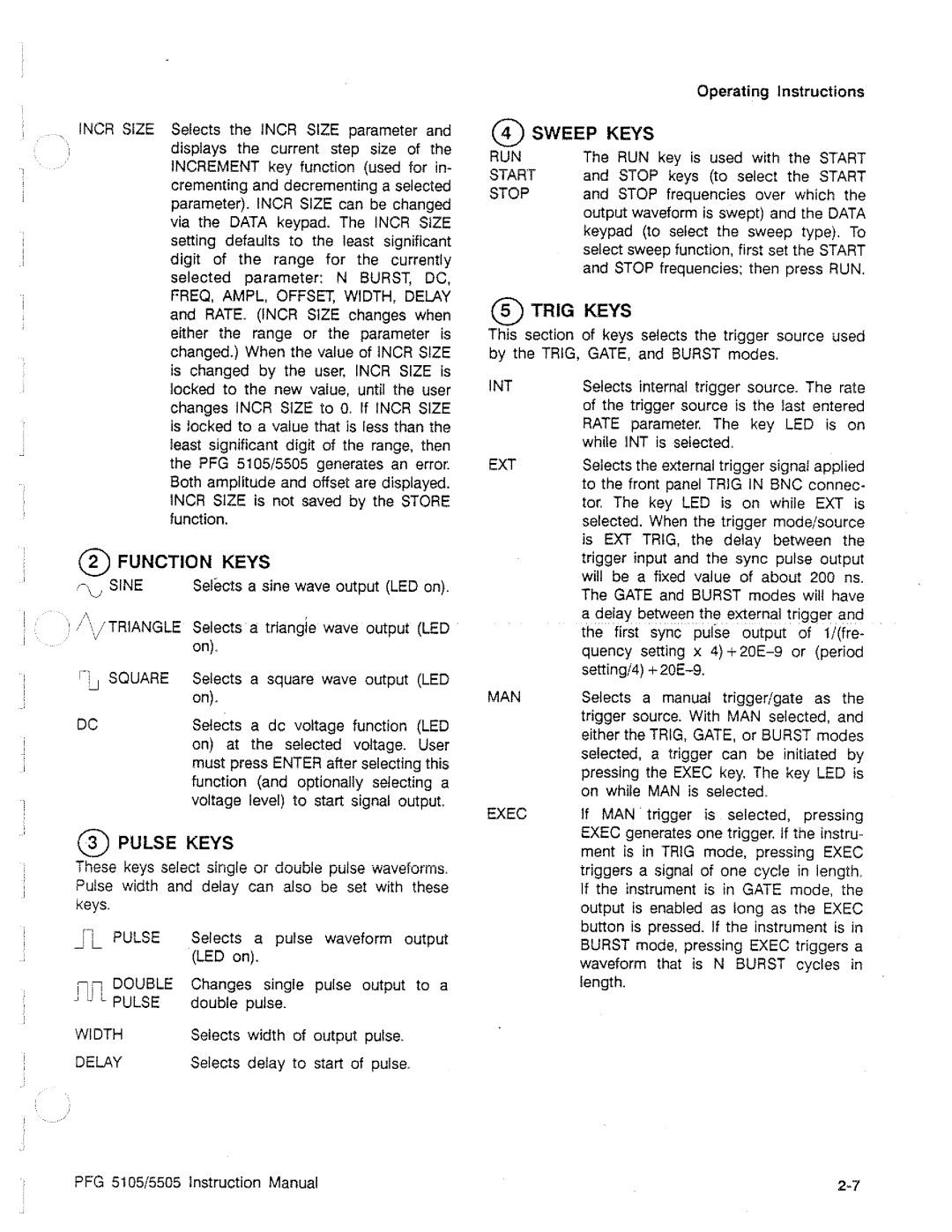 Tektronix PFG 5105, PFG 5505 manual 