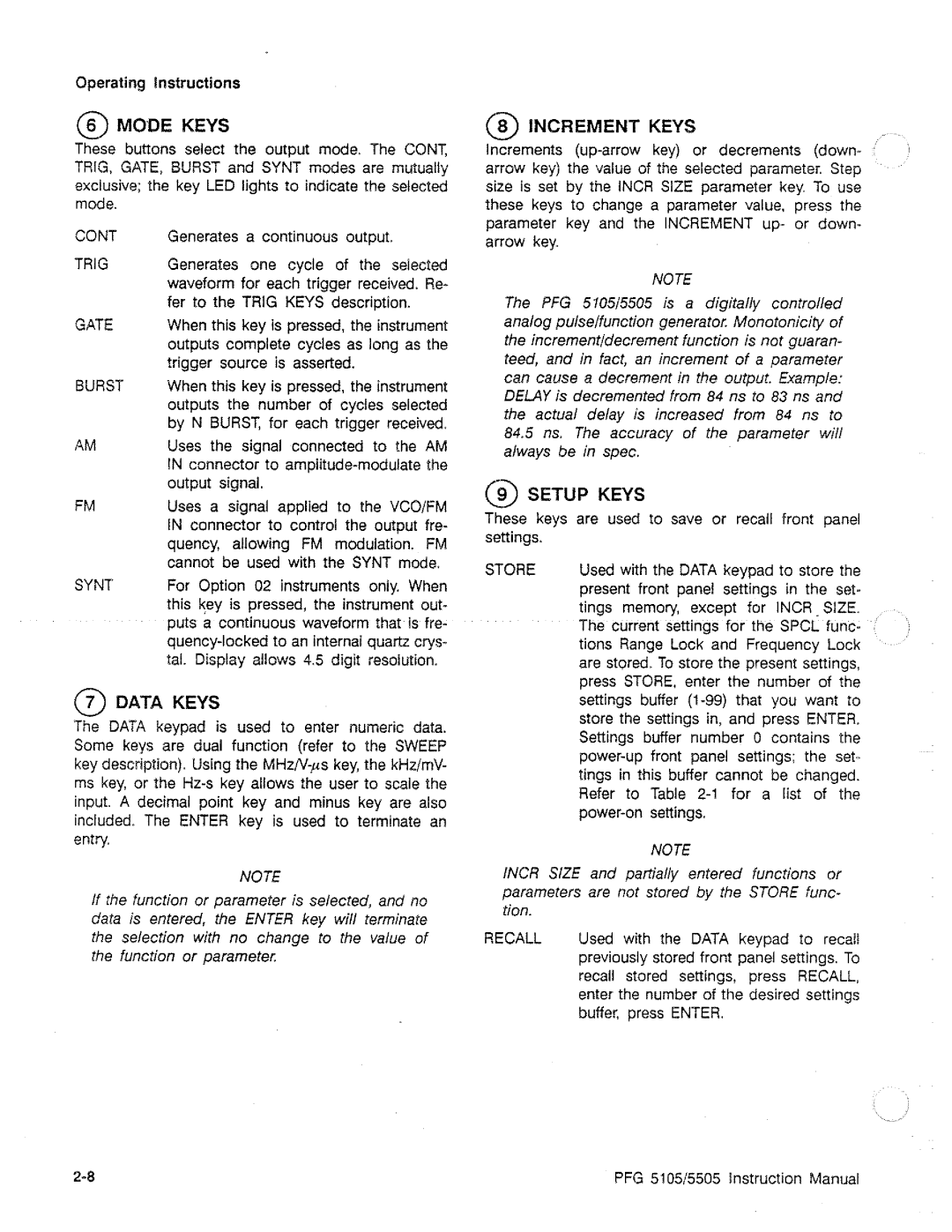 Tektronix PFG 5505, PFG 5105 manual 