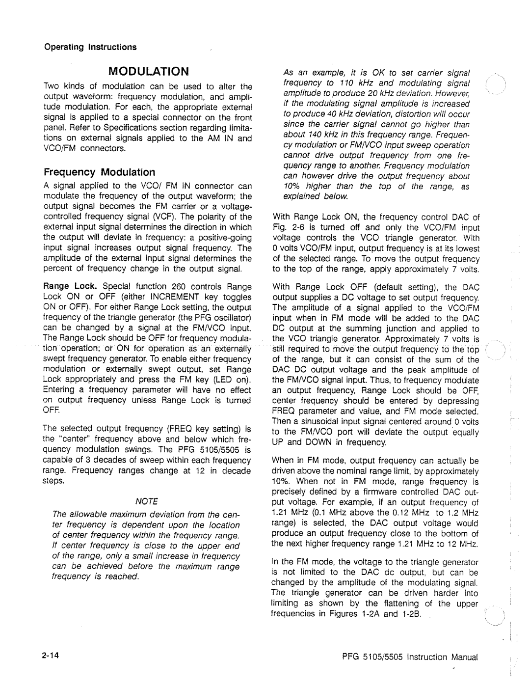 Tektronix PFG 5505, PFG 5105 manual 