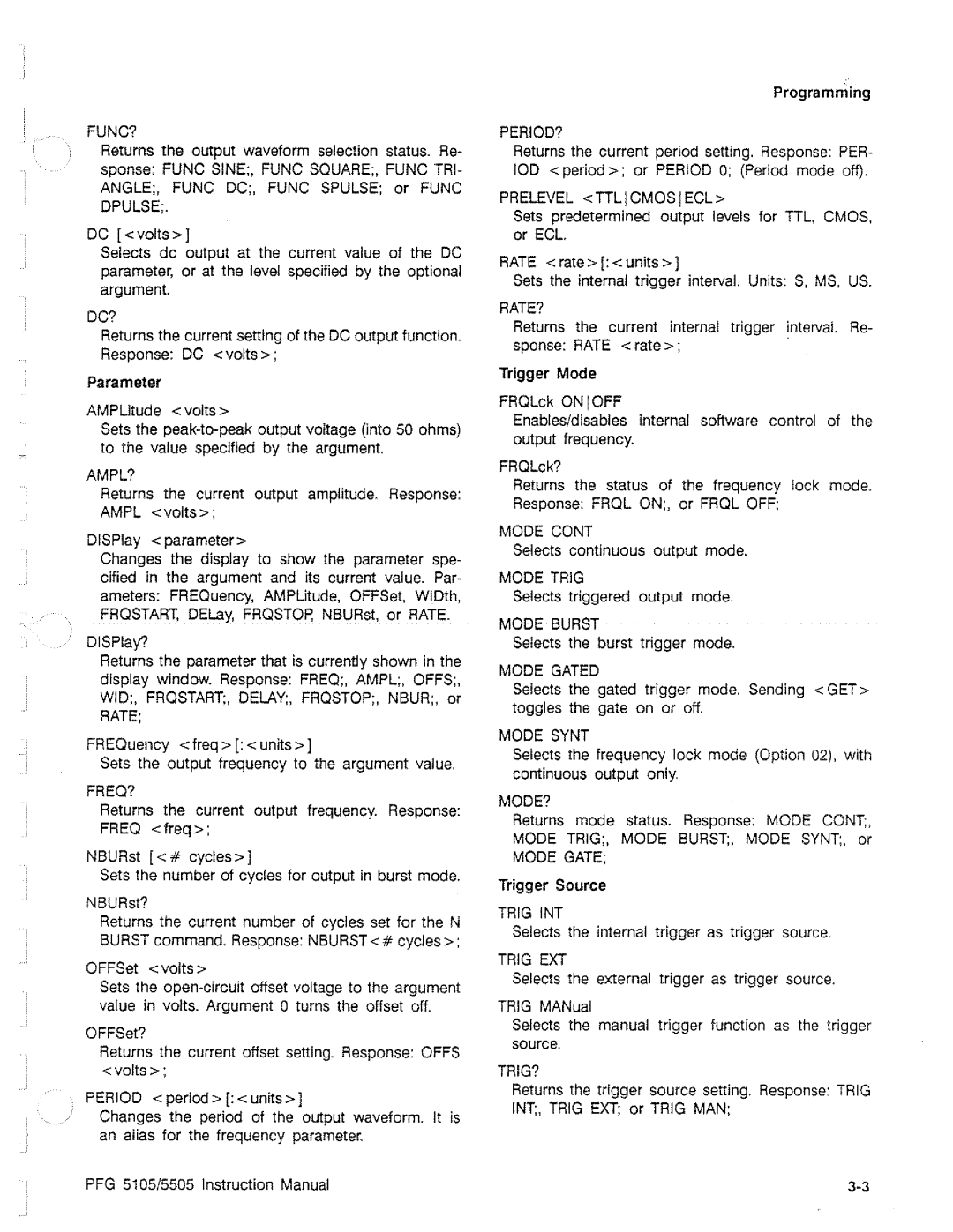 Tektronix PFG 5105, PFG 5505 manual 