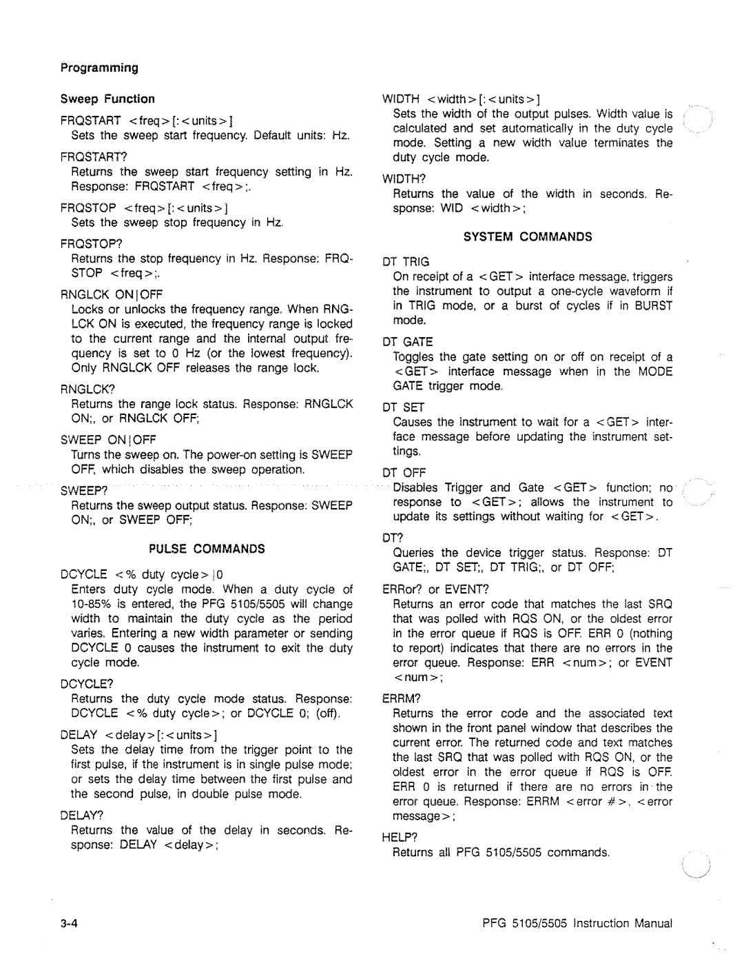 Tektronix PFG 5505, PFG 5105 manual 