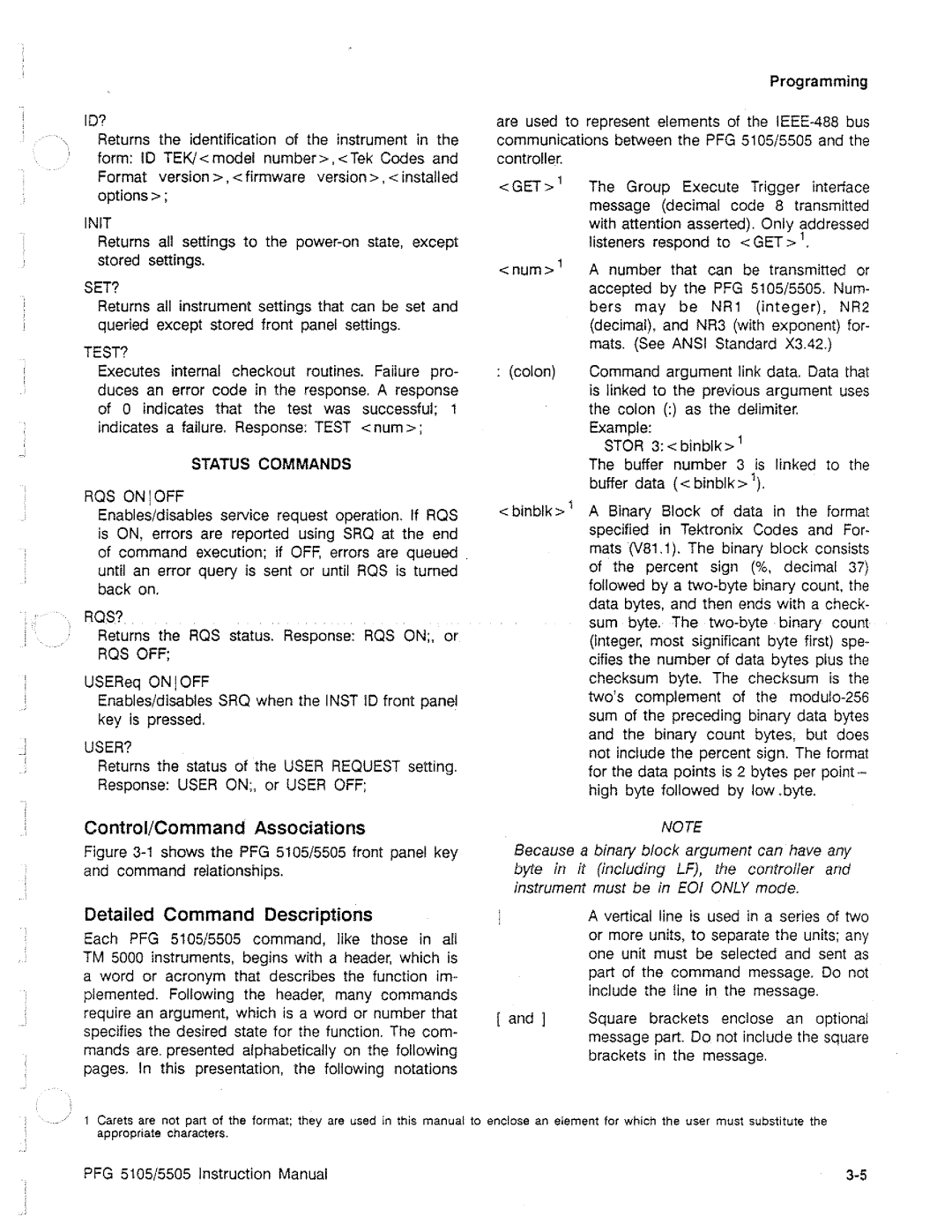 Tektronix PFG 5105, PFG 5505 manual 