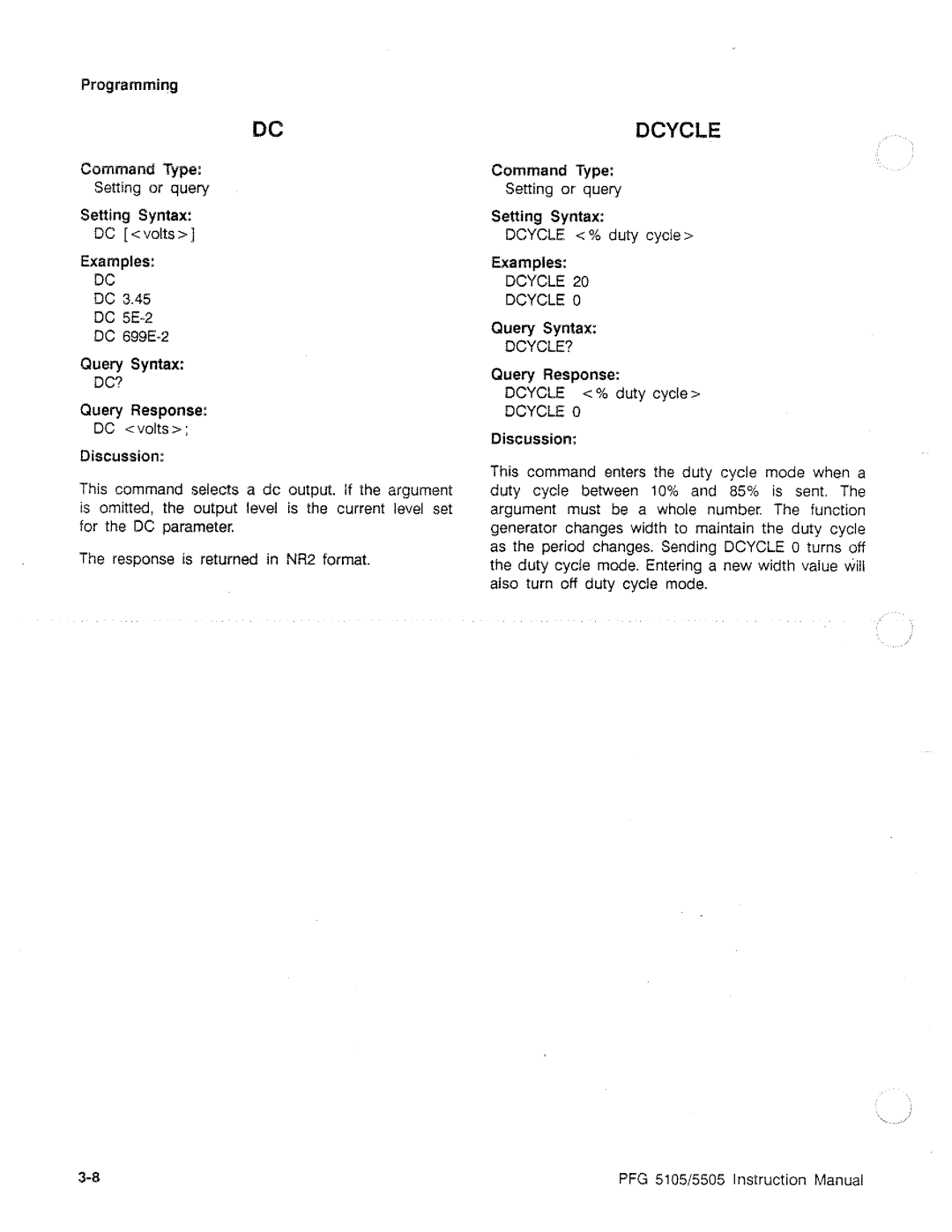 Tektronix PFG 5505, PFG 5105 manual 