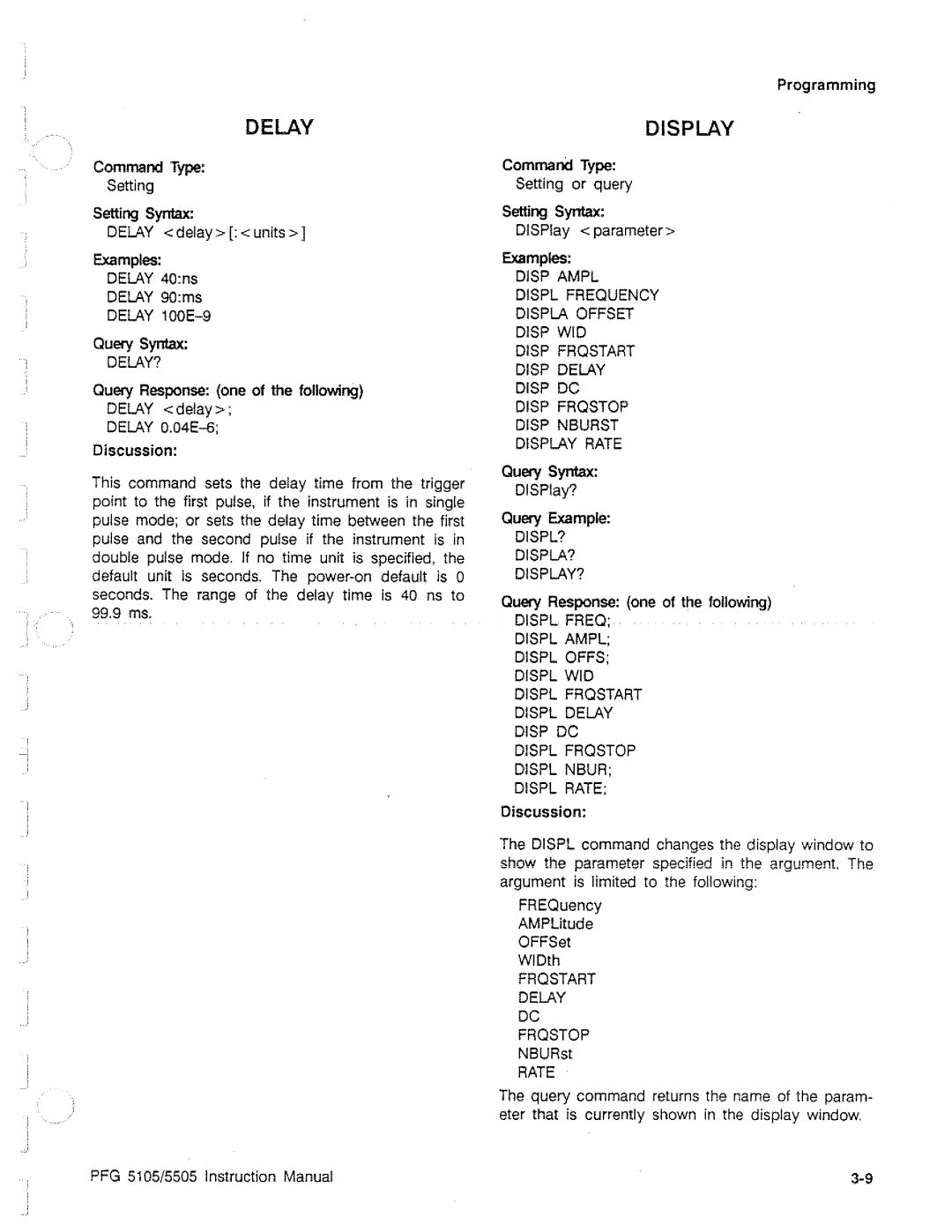 Tektronix PFG 5105, PFG 5505 manual 