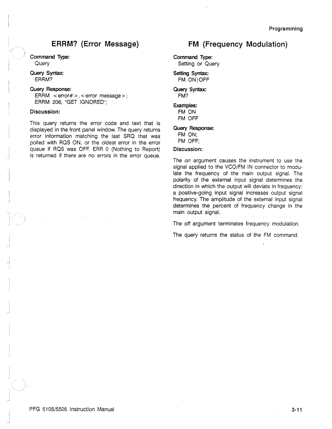 Tektronix PFG 5105, PFG 5505 manual 