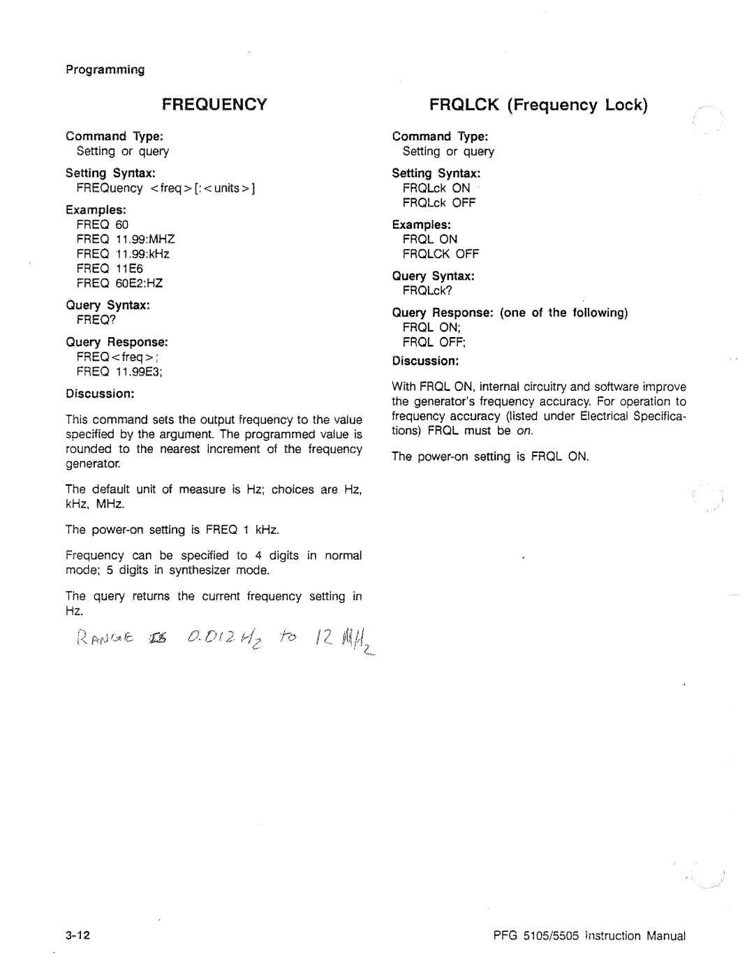 Tektronix PFG 5505, PFG 5105 manual 