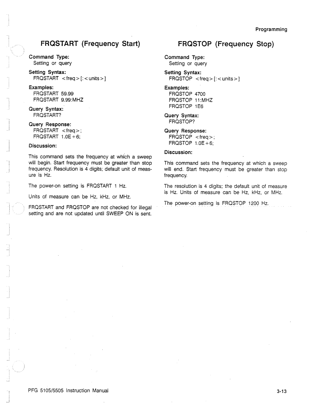 Tektronix PFG 5105, PFG 5505 manual 