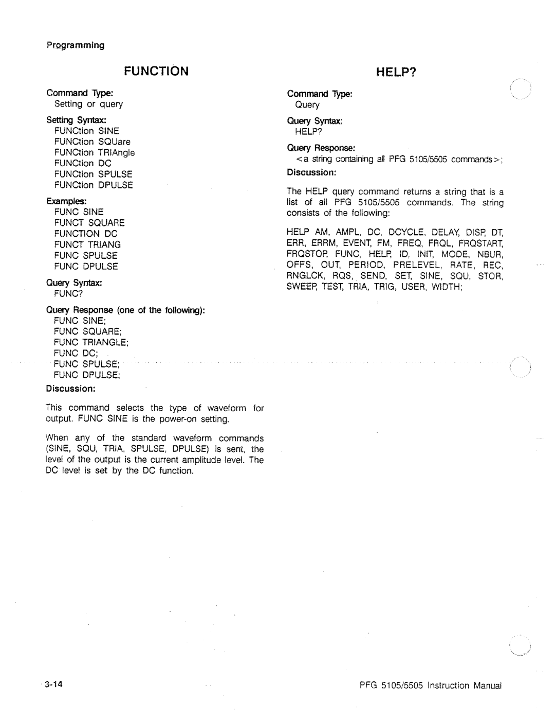 Tektronix PFG 5505, PFG 5105 manual 