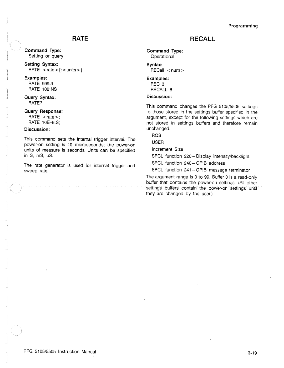 Tektronix PFG 5105, PFG 5505 manual 